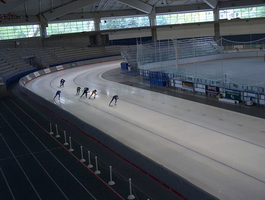 Olympic Ice skating race track  in Calgary, Alberta, Canada, public domain HD wallpaper