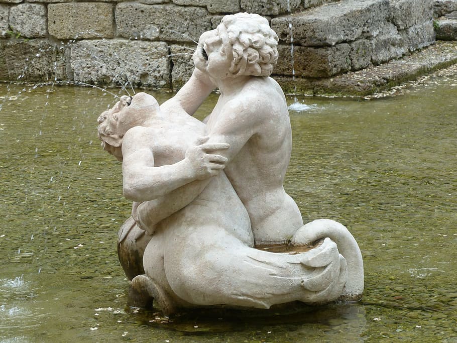 stone figure, man, human, statue, garden, hellbrunn, sculpture HD wallpaper
