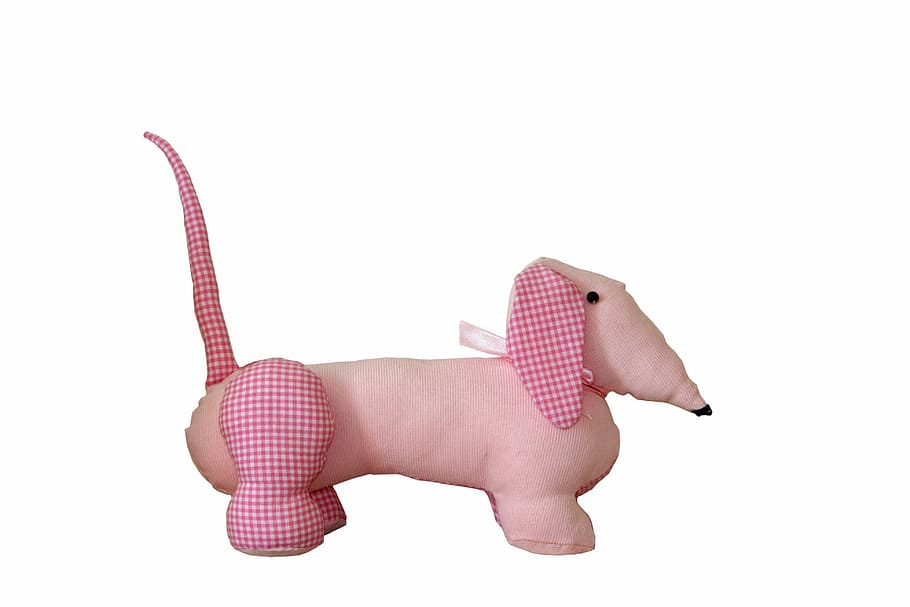 pink animal character plush toy, dog, soft, soft toy, plush dog, HD wallpaper