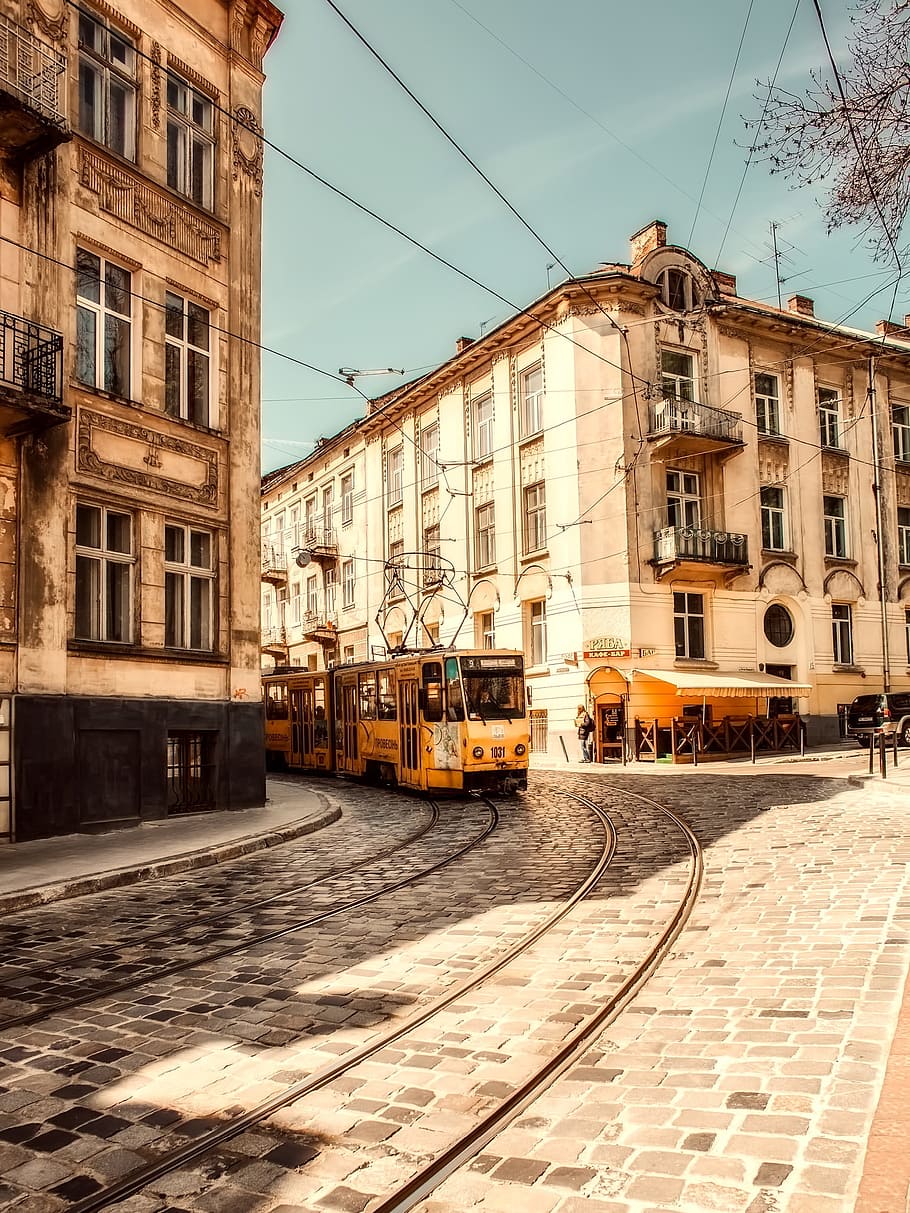 lviv, ukraine, city, urban, streetcar, trolley, travel, transportation, HD wallpaper