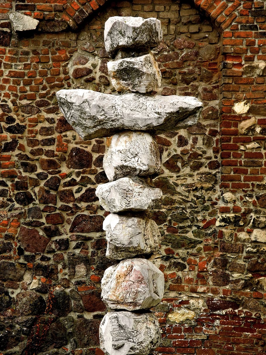 cross, stone, wall, brick, wall - building feature, brick wall HD wallpaper