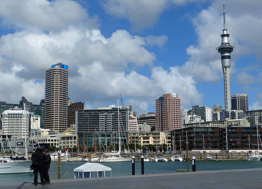 HD wallpaper: sky tower, auckland, boat, new zealand, architecture ...