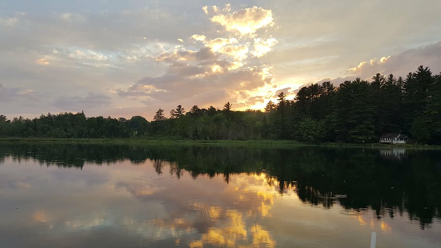 water, lake, sky, reflection, park, pond, natural, scenic, tree HD wallpaper