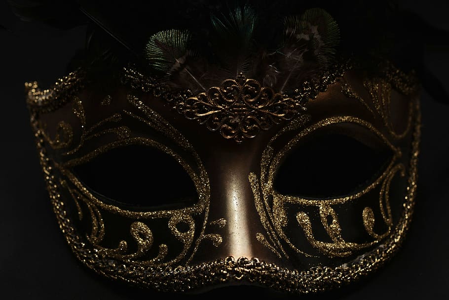 photo of brown and black glitter masquerade, mask, carnival, venice, HD wallpaper
