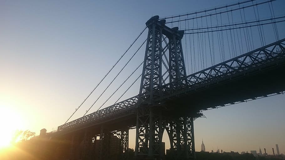 nyc, sunset, bridge, city, manhattan, new York City, bridge - Man Made Structure HD wallpaper