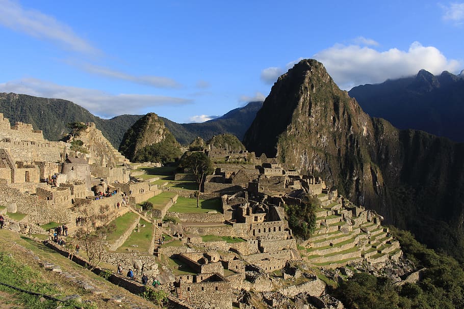 machu picchu, inca, ruins, andes, wayna picchu, mountains, sunrise, HD wallpaper