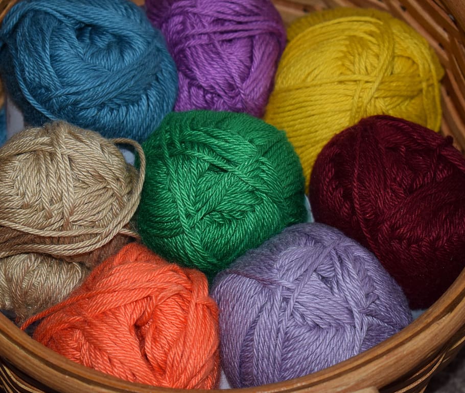 assorted-color ball yarns in box, Cotton Yarn, Craft, knitting, HD wallpaper