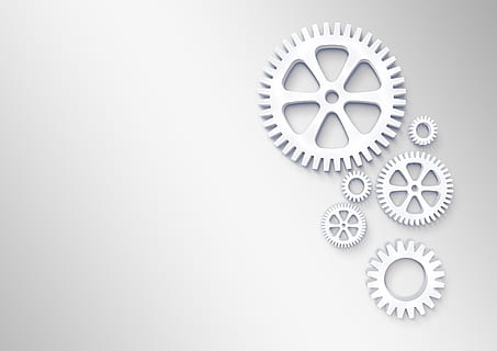 white sprocket digital wallpaper, gears, logo, concept, expressionless HD wallpaper