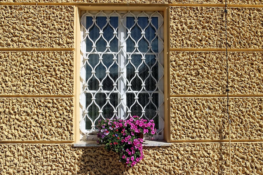 window grilles, grid, old, facade, grate, wrought iron, verschnörkelt, HD wallpaper