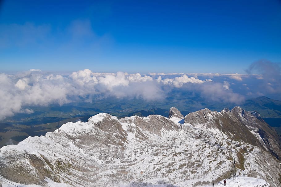mountains, clouds, sky, landscape, blue, nature, dolomites HD wallpaper