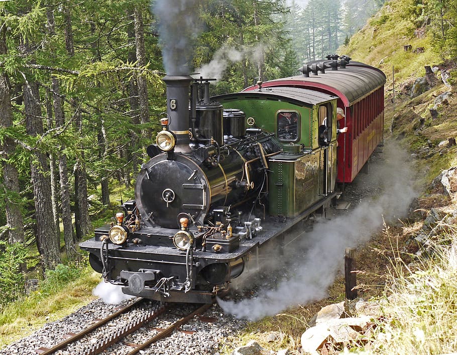black and red train, steam locomotive, switzerland, rack railway, HD wallpaper