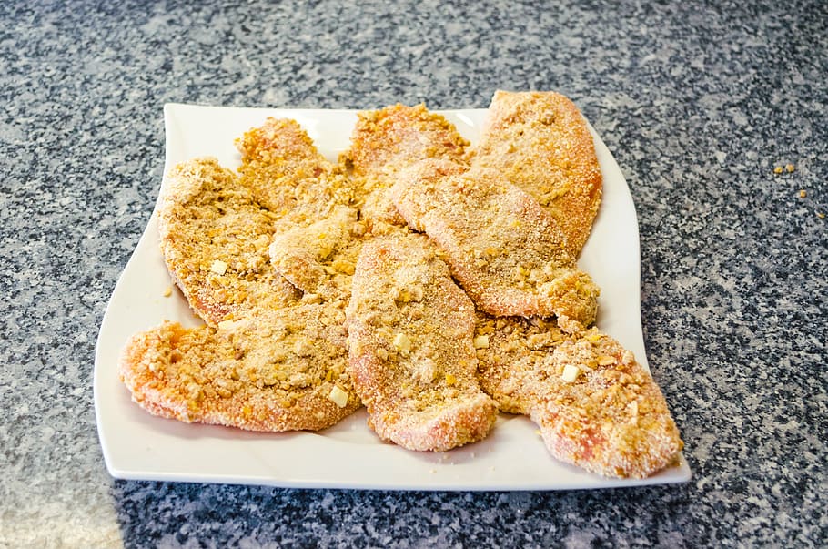 schnitzel, breaded, raw, pork, eat, mager, food, cook, proteins HD wallpaper