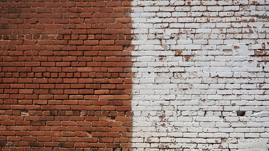 brown and white brick walls, painted wall, background, old HD wallpaper