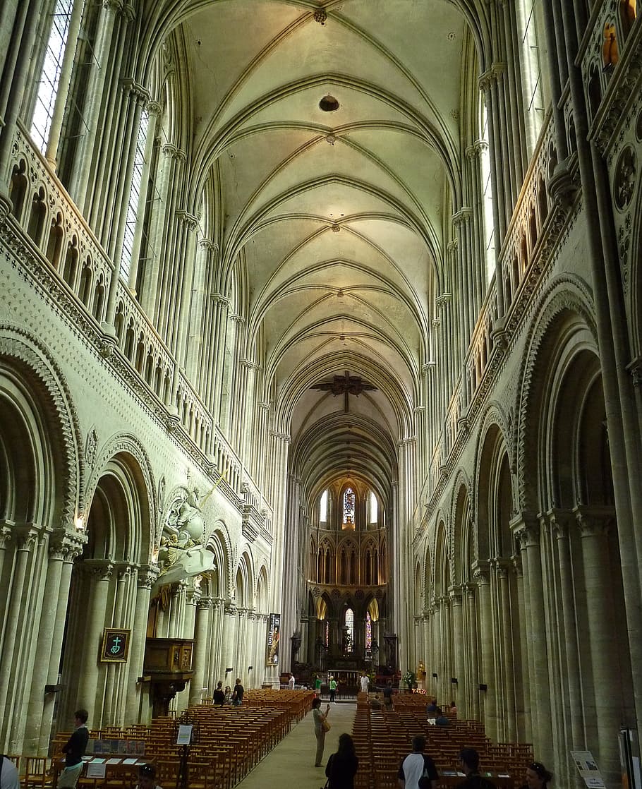 Bayeux, Cathedral, Normandy, Caen, gothic, interior, arch, architecture HD wallpaper