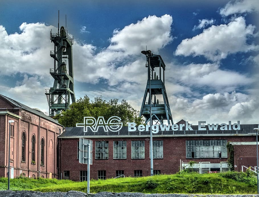 mining, cafe spiekermann, ewaldstraße, headframe, dump hoheward HD wallpaper