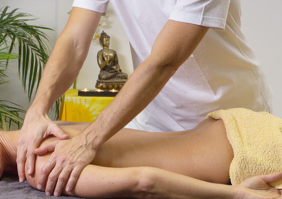 person massaging woman, massage, shoulder, human, relaxation