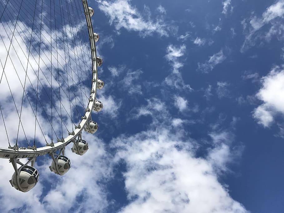 sky, clouds, ferris wheel, perspective, low angle shot, cloud - sky HD wallpaper