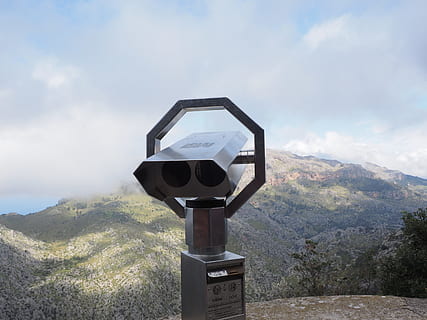 white telescope on black stand, View, Binoculars, by looking HD wallpaper