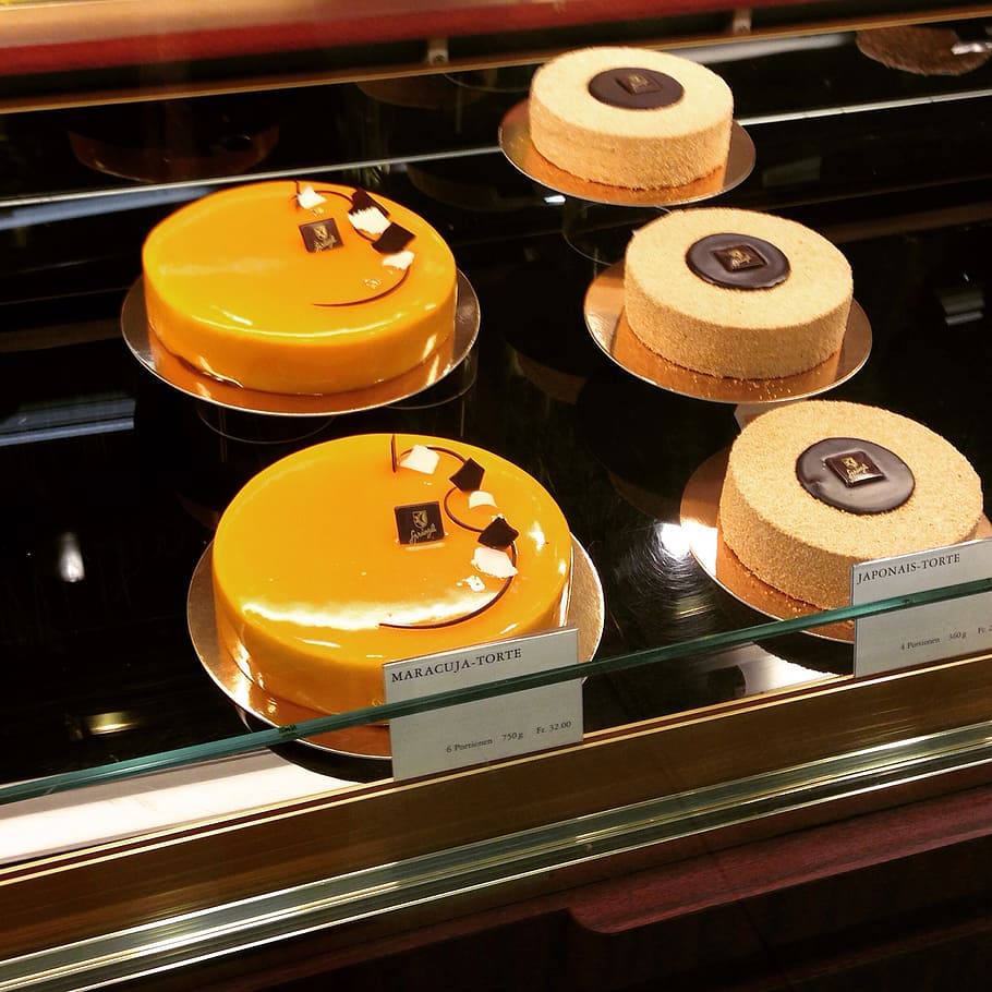 cake, gold, delicious, indoors, no people, close-up, high angle view HD wallpaper