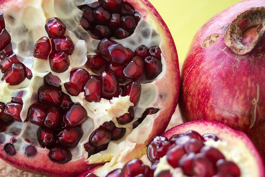 macro photograph of pomegranate, fruit, red, flavors, sweet HD wallpaper