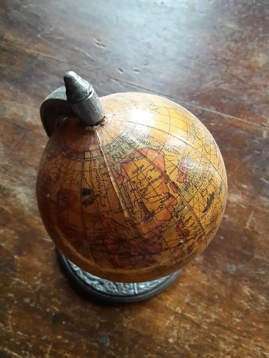 terrestrial globe, earth, planet, world map, still life, table HD wallpaper