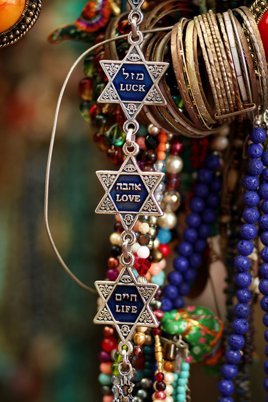 three silver-colored stars with text, jaffa, israel, bazaar HD wallpaper