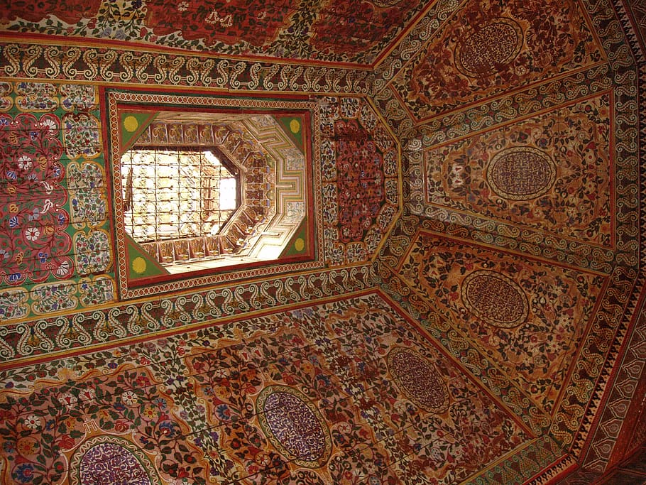 mosque, design, interior, architecture, islam, pattern, decorative HD wallpaper