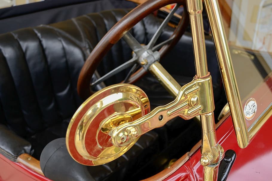 veteran, historical vehicle, classic car, copper accessories, HD wallpaper