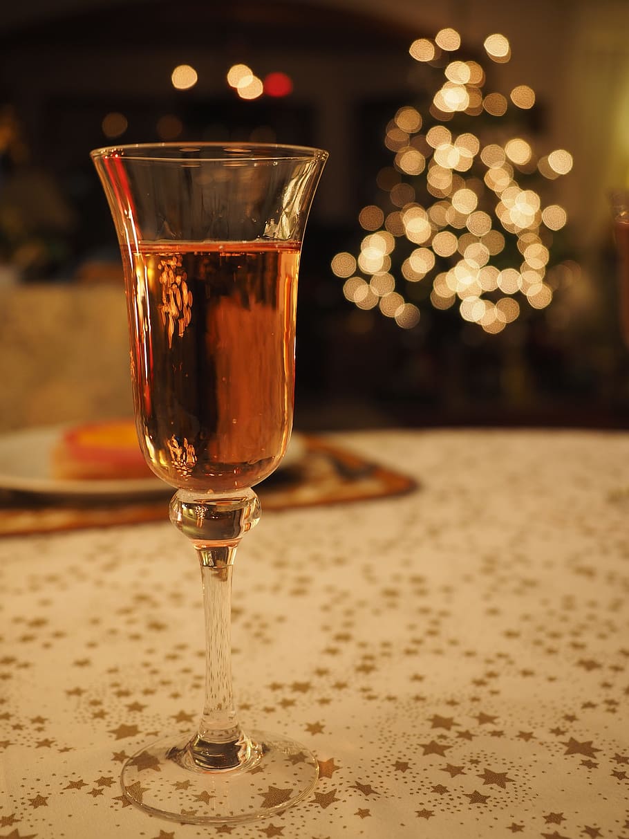 clear glass stemware with brown liquid, champagne, celebration, HD wallpaper