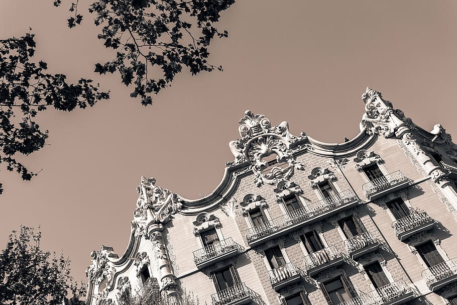 architecture, building, low angle shot, perspective, sepia HD wallpaper