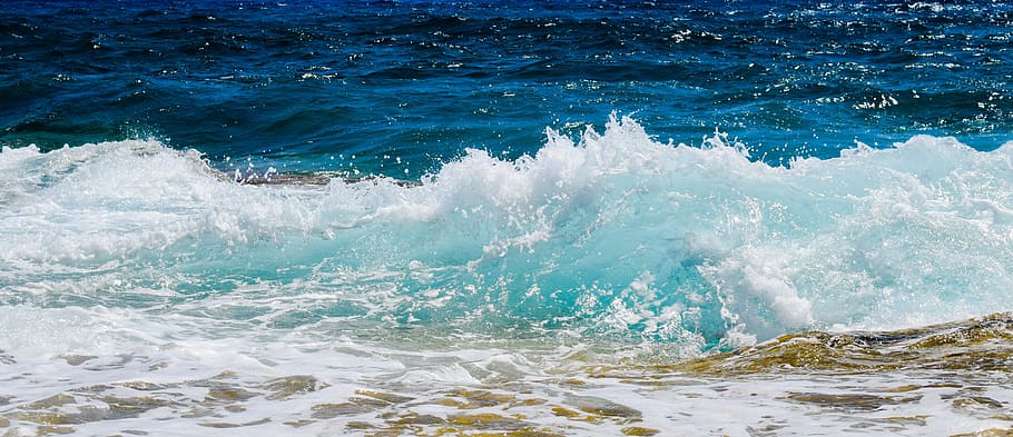 wave, smashing, foam, spray, sea, nature, wind, power, splash HD wallpaper