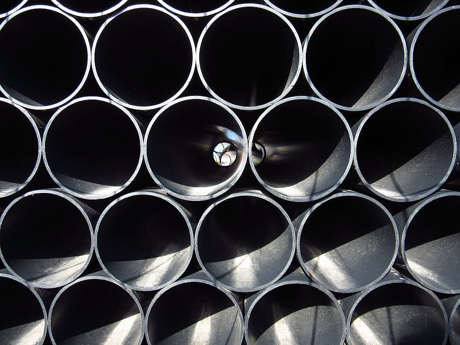 close-up photography of stacked pipes, site, house construction HD wallpaper