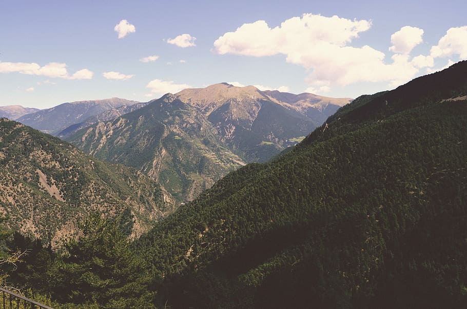 green covered mountains, bird's eye view of mountains, peak, mountain range HD wallpaper
