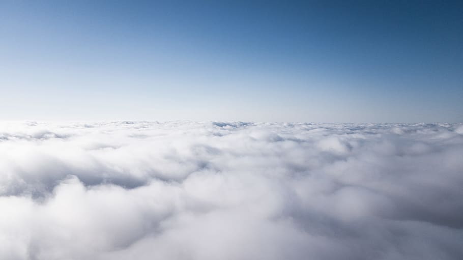 photo of thick white clouds, white cloudy sky, nature, blue, airplane HD wallpaper