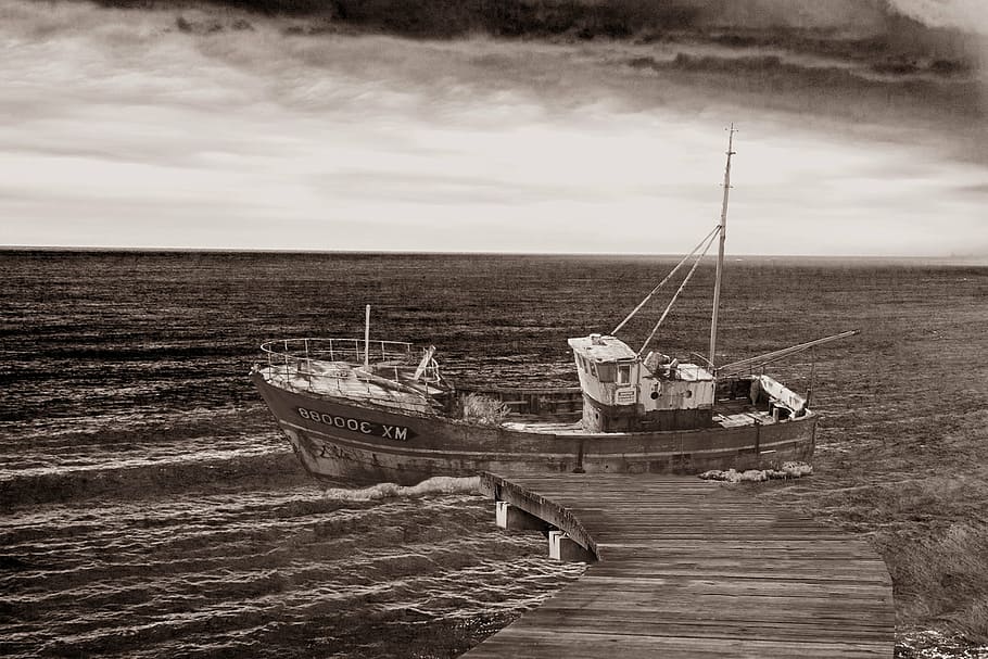 ship, boot, sea, water, ocean, web, boat mast, black And White HD wallpaper