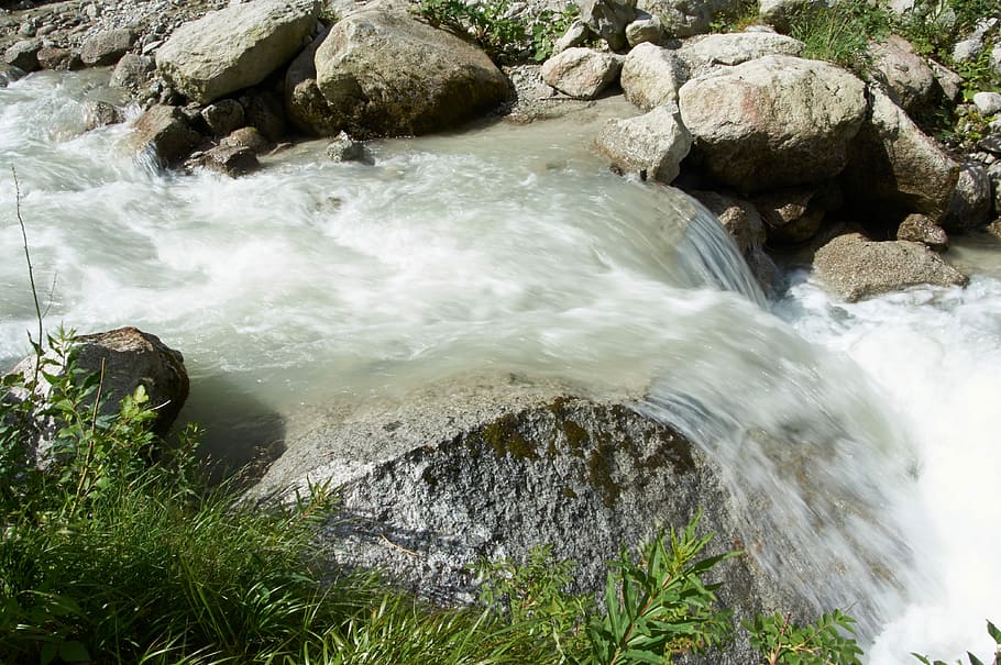 Chamonix, River, Nature, Alpine, water, rock - object, no people HD wallpaper