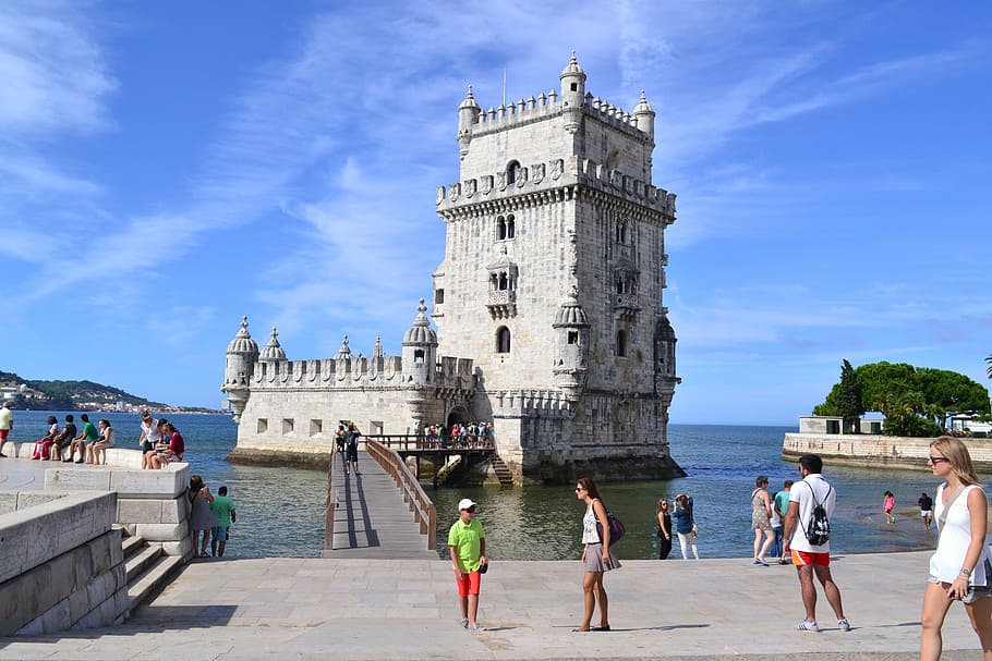 Lisbon, Belém Tower, Old, sky, travel destinations, architecture, HD wallpaper