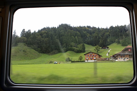 train, window, bls, alpine, mountains, home, switzerland, tree HD wallpaper