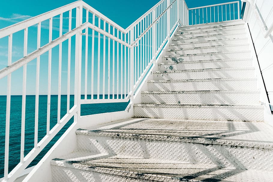stairs, architecture, staircase, built structure, railing, no people HD wallpaper