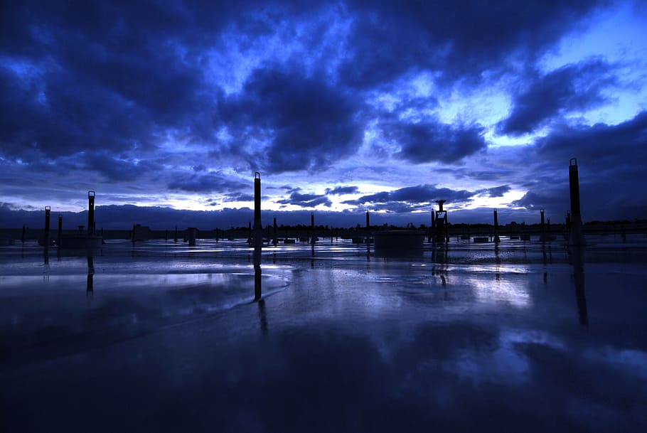 roof, clouds, the dramatic, blue, sky, cloud - sky, reflection HD wallpaper