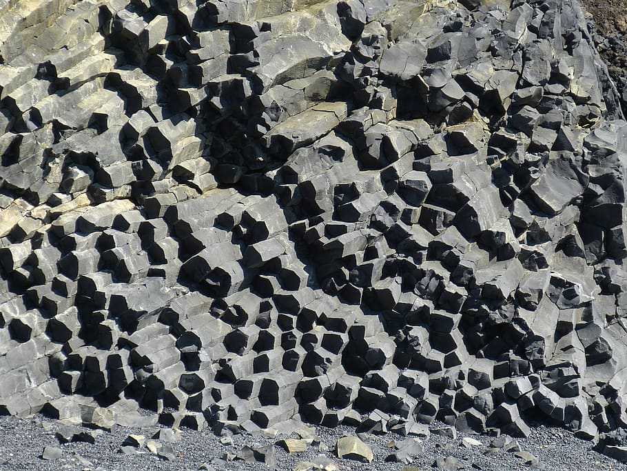 iceland, vik, south coast, mountain, rock, stone, basalt, pillar, HD wallpaper