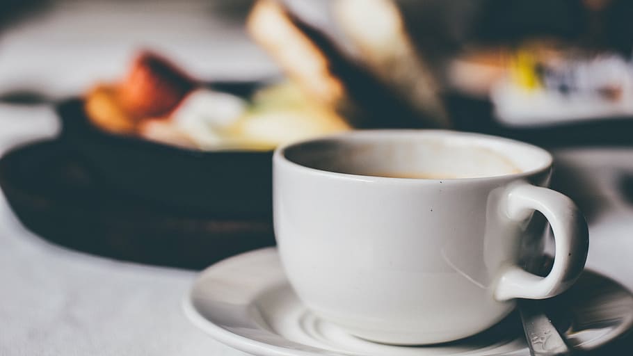 closeup photo of white ceramic teacup with coffee, drink, espresso HD wallpaper