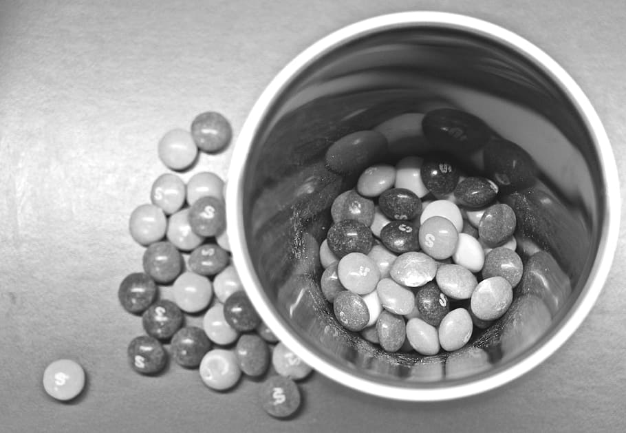 Smarties, Candy, Black White, food, close-up, no People, food And Drink