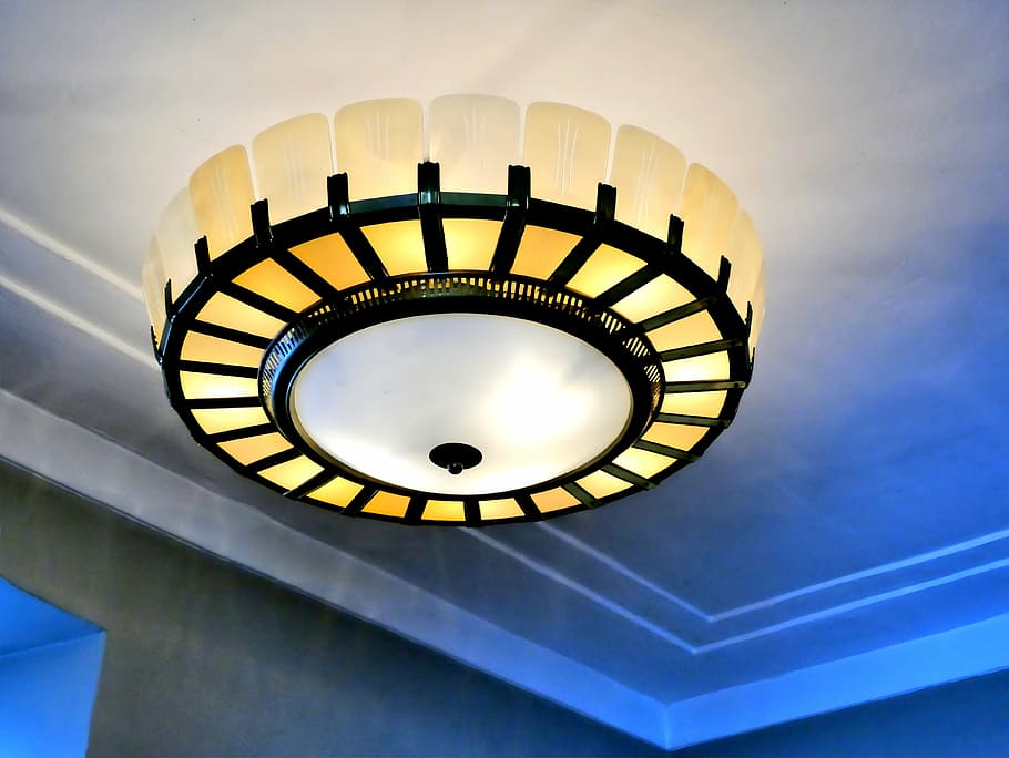 ceiling lamp, old, light, lighting, lampshade, retro, decorative HD wallpaper