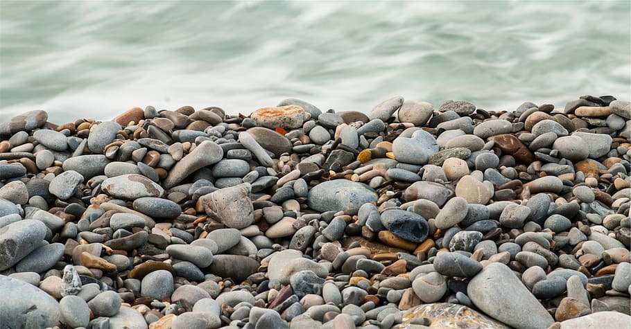 rocks, pebbles, water, sea, beach, solid, land, nature, rock - object HD wallpaper
