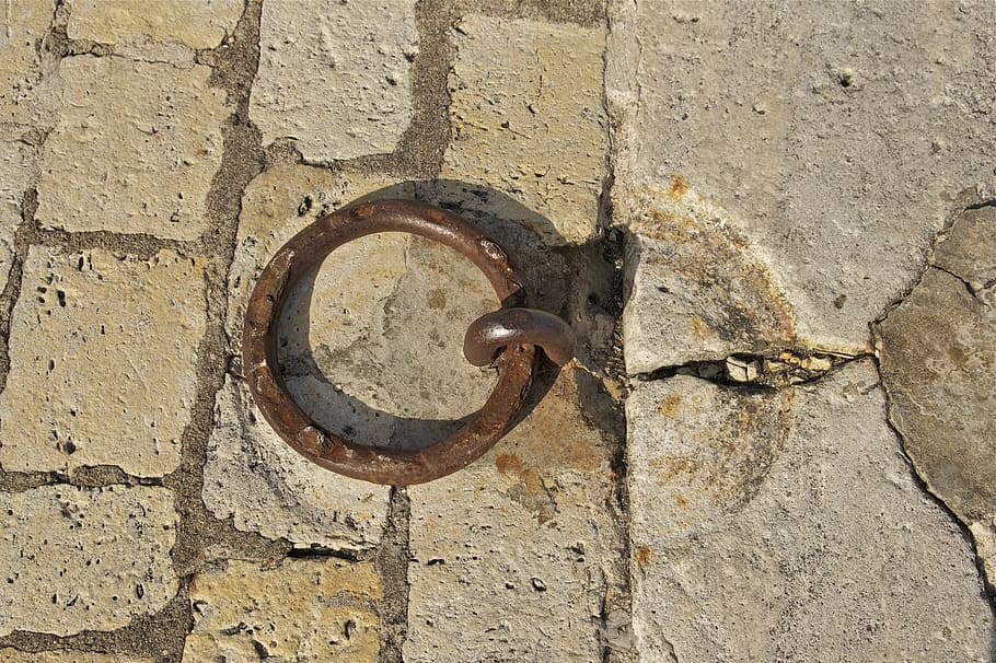 mooring ring, metal, security, dock, pier, fixed, ground, wall - building feature HD wallpaper