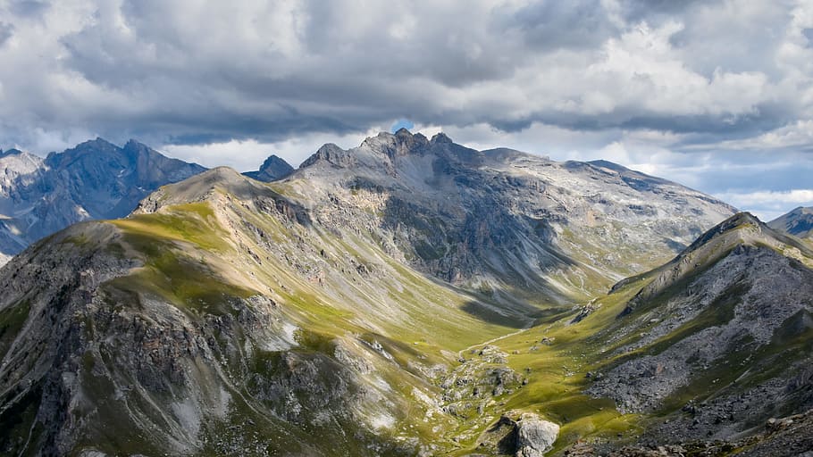 panorama, view, mountain, spectacular, sky, cloudy, grand, summit HD wallpaper
