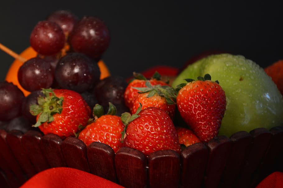 fruit, strawberries, grapes, strawberry, food and drink, freshness HD wallpaper