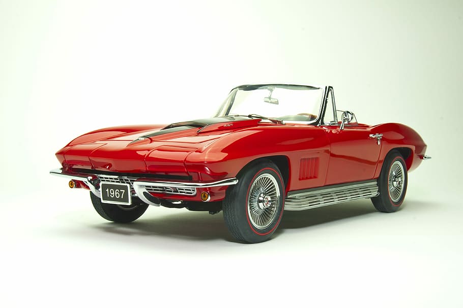 Front, corvet2, like, car, red, white background, toy, toy car HD wallpaper