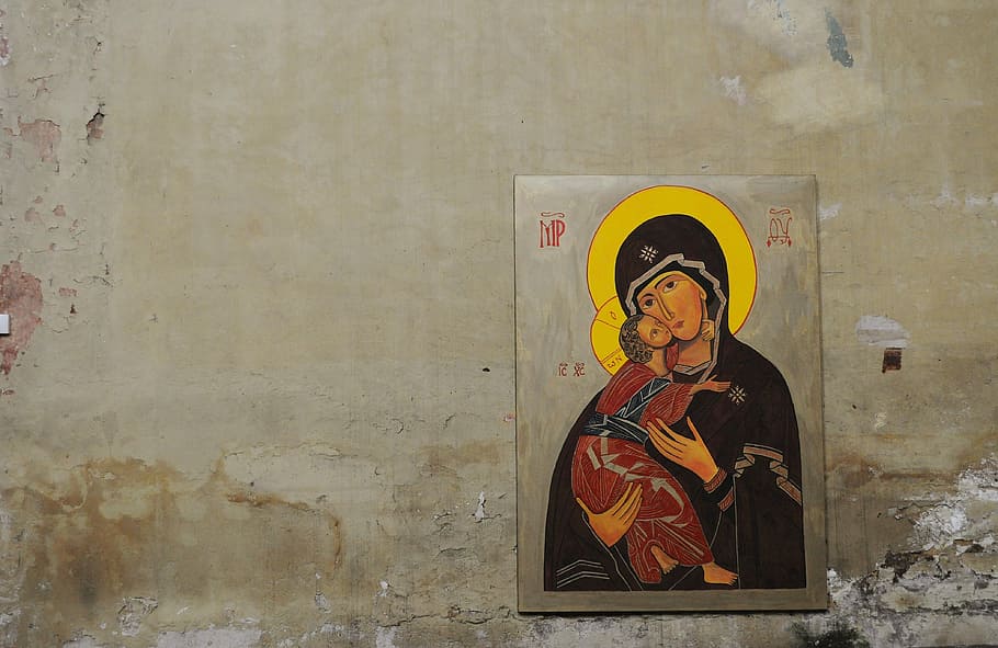 Mother Mary frame, jesus, image, painting, wall, holy, christian